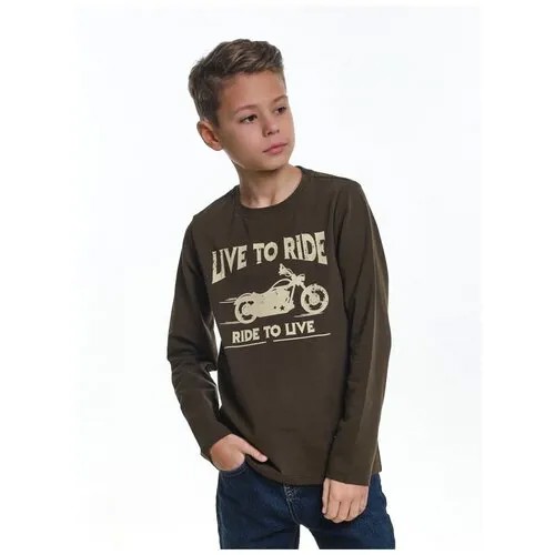 Лонгслив Mini Maxi, хлопок, размер 134, синий, серый