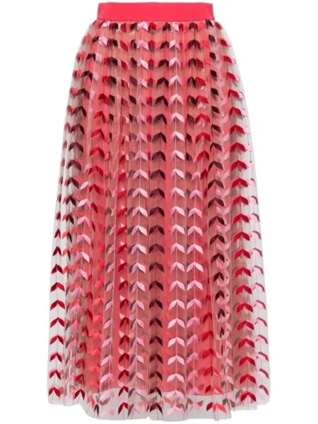 Elie Saab юбка из тюля с вышивкой, розовый