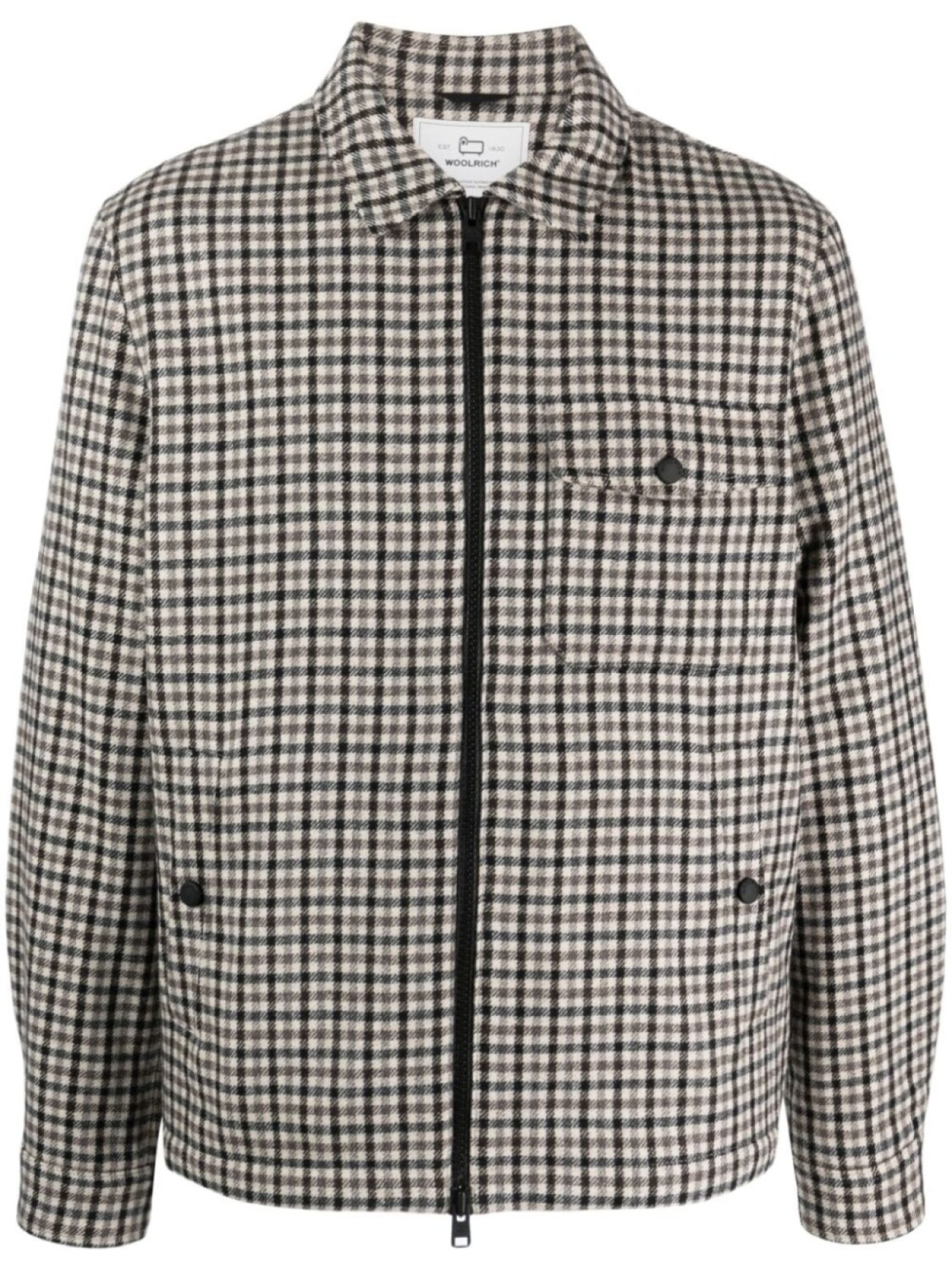 Woolrich клетчатая куртка-рубашка из смесовой шерсти, черный
