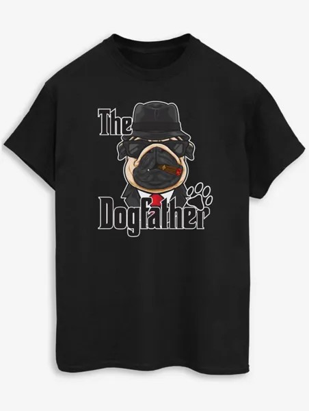 Черная футболка с принтом для взрослых NW2 Pets The Dogfather Slogan George., черный