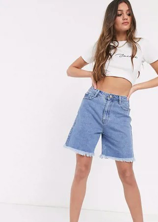 Синие длинные джинсовые шорты Missguided Petite-Голубой