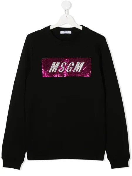 Msgm Kids толстовка с логотипом из пайеток