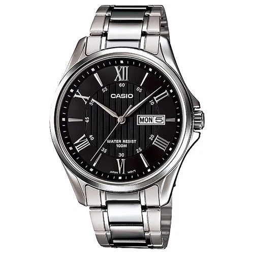 Наручные часы CASIO Collection MTP-1384D-1A, черный, серебряный