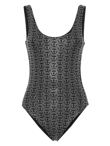 Philipp Plein купальник с монограммой, черный