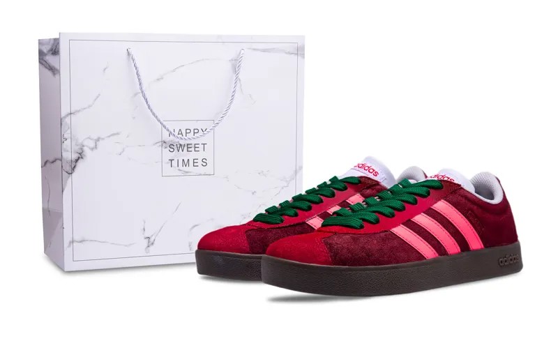 Кроссовки adidas neo Vl Court Classic Skateboarding Shoes Unisex Low-top Track Red/Mystic Red/Fir/Metallic Silver, красный