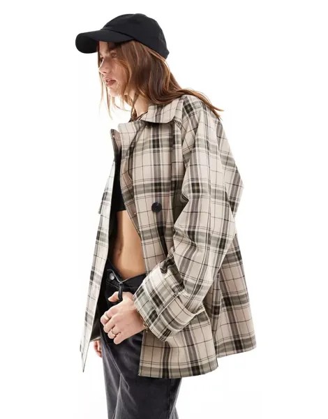 Бежевый короткий тренч в клетку InWear Minona In Wear