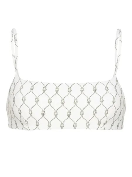 Tory Burch топ бикини с принтом Knot, нейтральный цвет