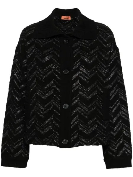 Missoni кардиган с зигзагообразным переплетением и люрексом, черный