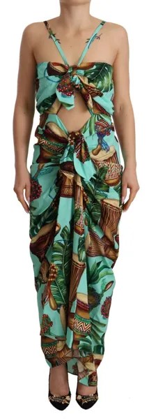 DOLCE - GABBANA Платье Шелковое Разноцветное С Принтом Джунглей Драпированное Макси IT42/US8/M $3000
