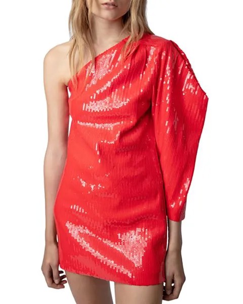 Мини-платье Roely на одно плечо с пайетками Zadig & Voltaire, цвет Red