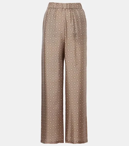 Широкие брюки из шелка с принтом Leisure Vik Max Mara, цвет dis cravetteria