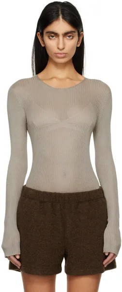 Серо-коричневая полупрозрачная блузка Rier