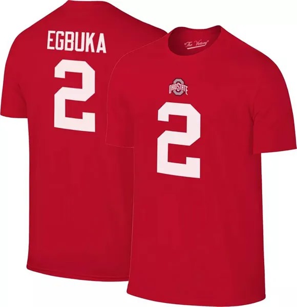 Мужская Retro Brand Футболка Ohio State Buckeyes Emeka Egbuka #2 Scarlet