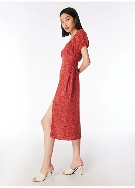 Белое женское платье миди с v-образным вырезом M1310518-87512-WOVEN MIDI DRESS Mavi