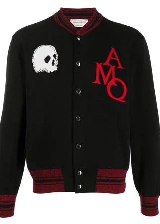 Alexander McQueen бомбер вязки интарсия с принтом