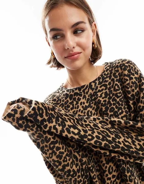 ASOS DESIGN – свободный свитер с круглым вырезом и леопардовым принтом