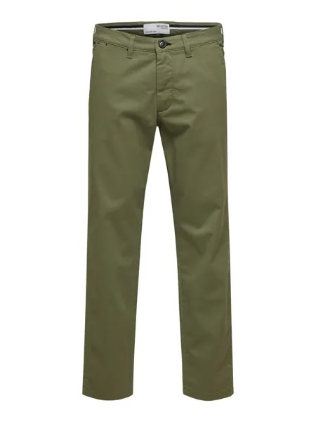 Тканевые брюки SELECTED HOMME Stoff/Chino MILES FLEX slim, зеленый