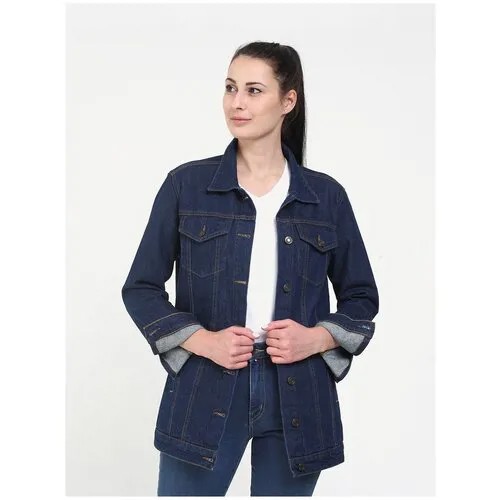 Джинсовая куртка  F5, демисезон/лето, средней длины, силуэт прямой, манжеты, карманы, размер XS, синий