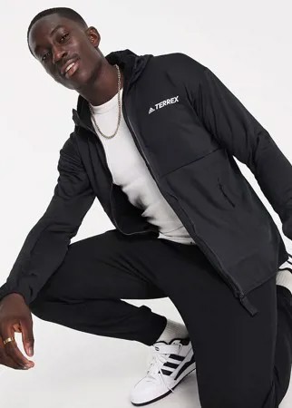 Черная флисовая куртка на подкладке с капюшоном adidas Terrex-Черный цвет