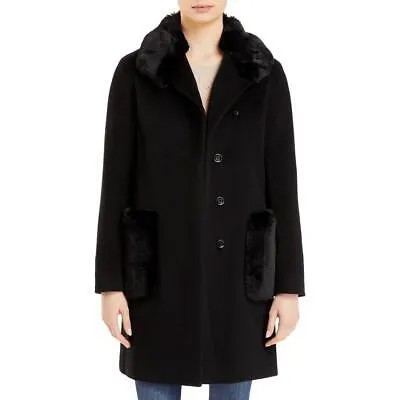 Cinzia Rocca Женское черное пальто миди с отделкой из искусственного меха Верхняя одежда 8 BHFO 1702