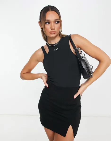 Черное боди с мини-галочкой Nike Essential