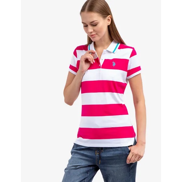 Футболка-поло U.S. Polo Assn. Rugby Stripe, розовый