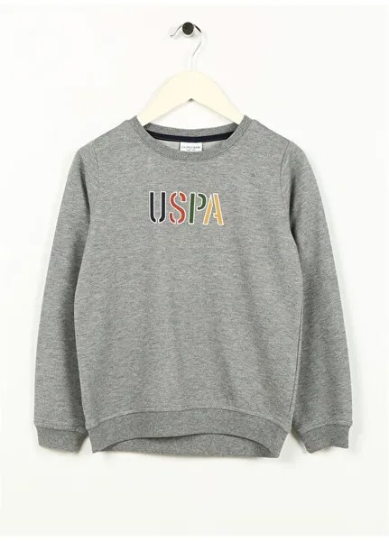 Серый меланжевый свитшот для мальчика RAINSK023 U.S. Polo Assn., серый меланж