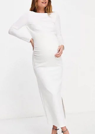 Облегающее платье мидакси цвета слоновой кости True Violet Maternity-Белый