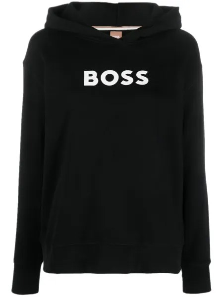 BOSS худи из органического хлопка с логотипом, черный