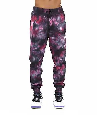 Cult of Individuality Mens Sweatpants Tie Dye, Merlot, Medium