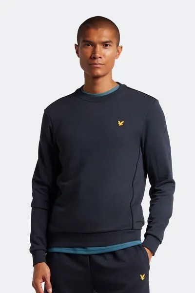 Синяя толстовка с круглым вырезом и контрастной окантовкой Lyle & Scott, синий