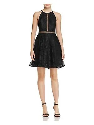 AQUA Женское черное кружевное вечернее платье без рукавов выше колена + расклешенное платье 12