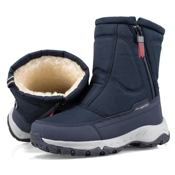 Зимние утолщенные сапоги для любителей снега Плюшевые теплые нескользящие и водонепроницаемые мужские и женские короткие трубчатые хлопчатобумажные туфли