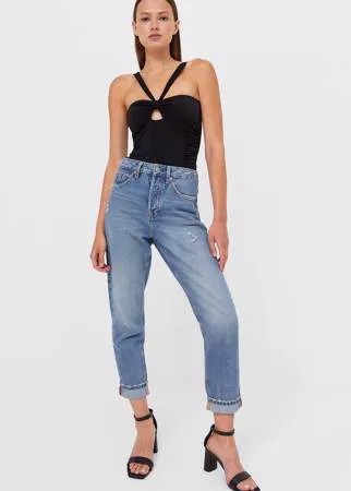 Stradivarius Боди С Горловиной Халтер Черный M