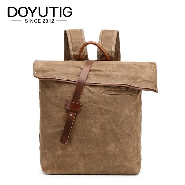 Мужской холщовый рюкзак, однотонная дорожная сумка в Европейском стиле, Повседневная сумка на два плеча, H013