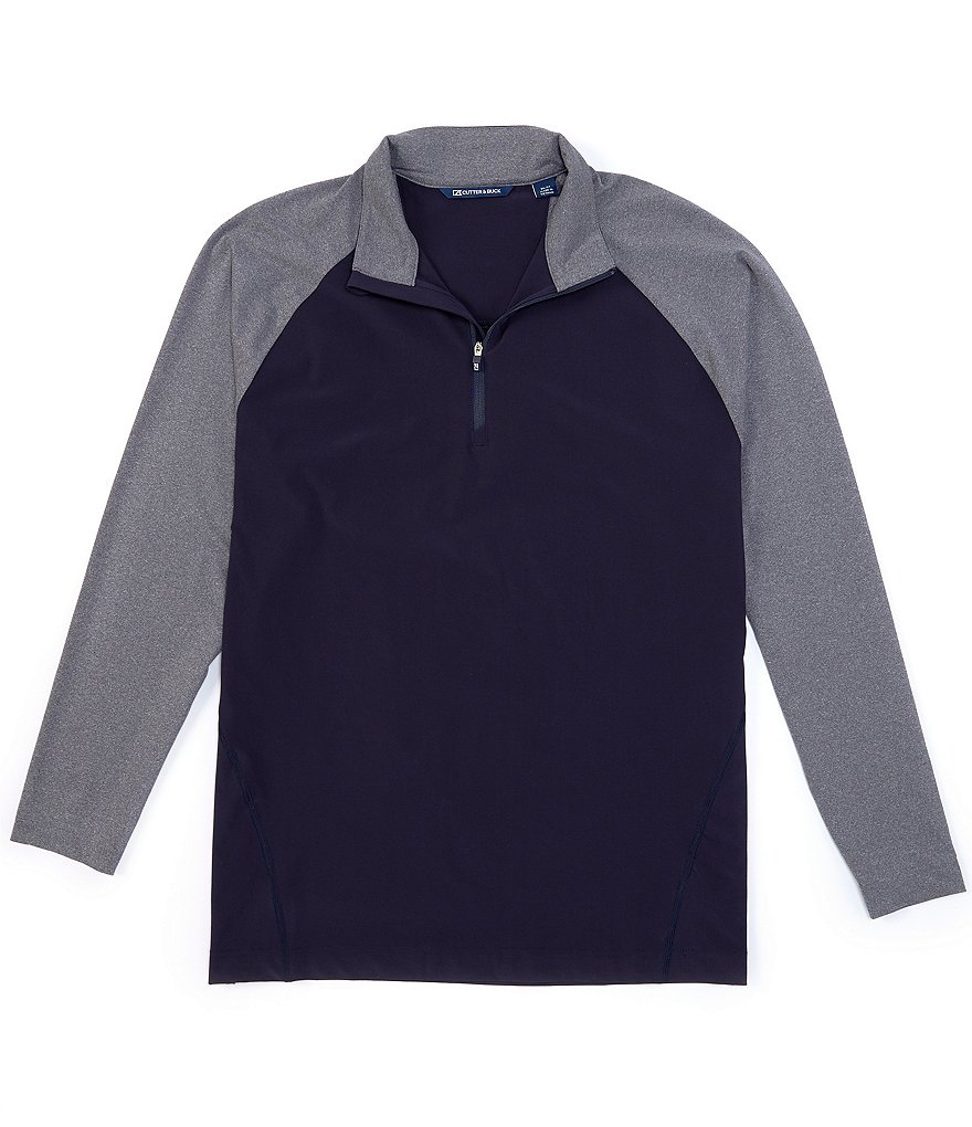 Гибридный пуловер с длинными рукавами и молнией до половины длины Cutter & Buck Response, синий