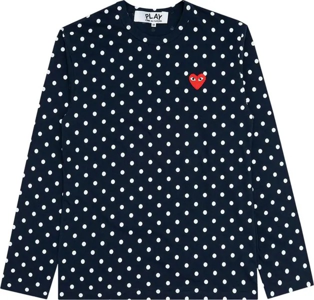 Футболка Comme des Garçons PLAY Polka Dot Long-Sleeve T-Shirt 'Navy', синий