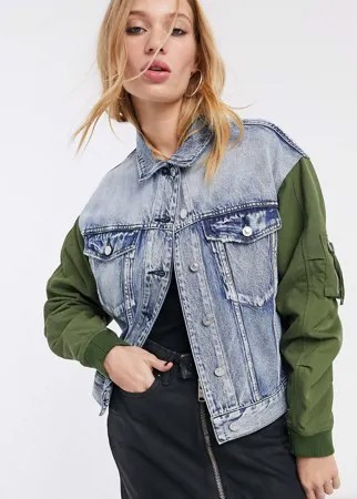 Синий джинсовый бомбер AllSaints
