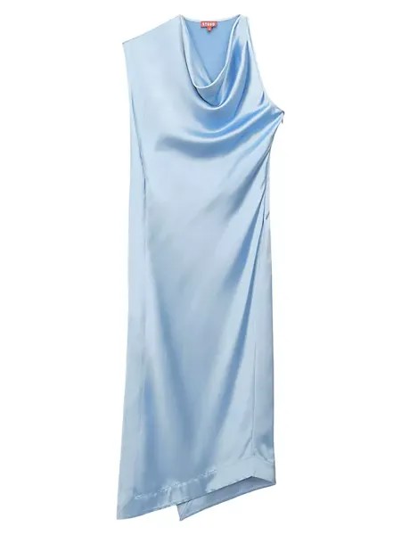 Атласное платье миди Troupe с хомутом Staud, синий