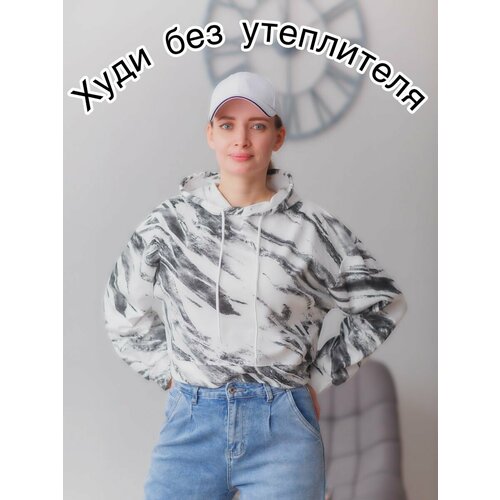 Худи худи женское укороченное без начеса, размер 44/46, белый