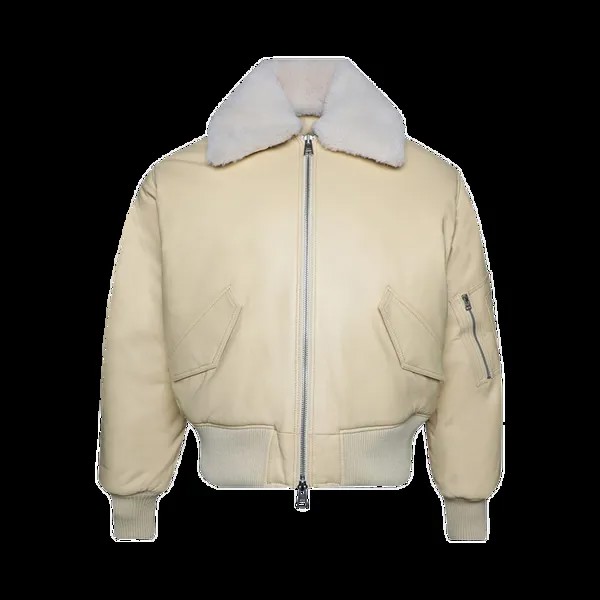 Куртка Ami Leather Bomber 'Vanilla Cream', белый