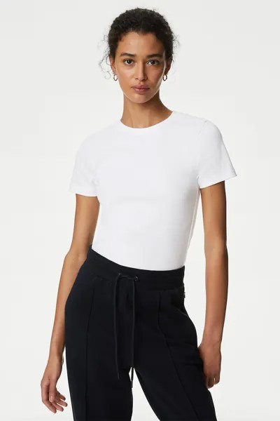 Хлопковая футболка для тела Marks & Spencer, белый