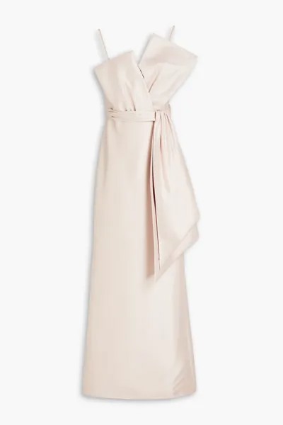 Платье из фая с драпировкой Badgley Mischka, пастельно-розовый
