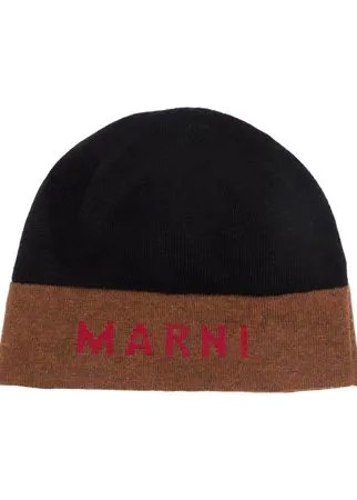 Marni шапка бини вязки интарсия с логотипом