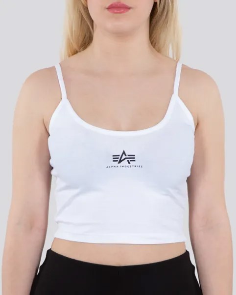 Топ Alpha Industries Basic Crop SL женский, белый