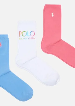 Комплект носков Polo Ralph Lauren Ombre Polo Crew 3-Pack, цвет комбинированный, размер 35-40 EU