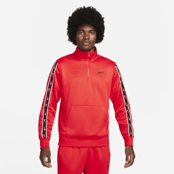 Мужская футболка Nike Sportswear с молнией до половины длины с повторяющимся логотипом размера XL, красная NWT