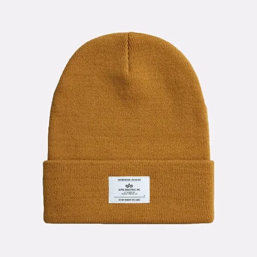 Шапка бини ALPHA INDUSTRIES Essential Beanie, размер OneSize, коричневый