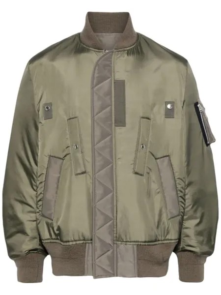 Бомбер на молнии sacai, зеленый
