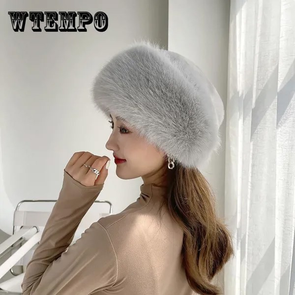 Женские меховые шляпы Пушистые Зима Теплая имитация Норки Волосы Шляпы Мода Топ Шляпы Женщины Меховая Шляпа